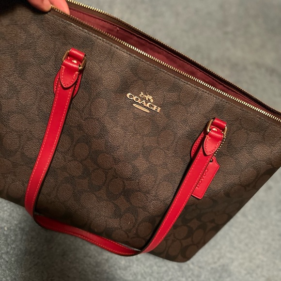 XL Coach tote brown and red - Picture 9 of 12